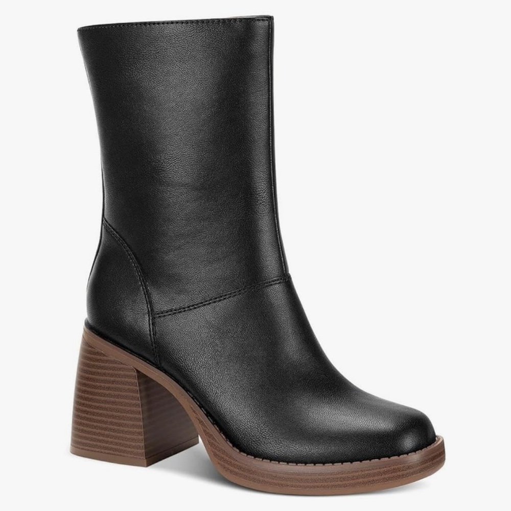 Sun + Stone Women’s Boots Size 11 New Black Block Heel Mid-Calf Booties